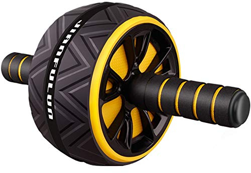 BAIAA Abdominal Exercise Roller, Krafttrainingsgerät mit Mitgelieferter Kniematte, Sehr Langlebige Konstruktion Komfortabel und Benutzerfreundlich, Ideal für Ab Training Home Gym (Schwarz Gelb)