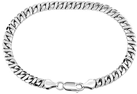 SILVEGO Herren Armband aus 925 Sterling Silber Panzerkette Breite 6 mm