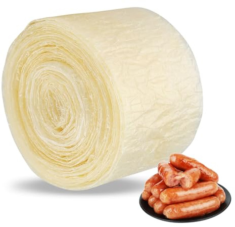 Enveloppe de saucisse à séchage comestible à 2 couches Peaux de saucisse utiles pratiques Boyaux en collagène bovin pour saucisses maison savoureuses