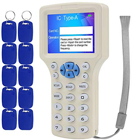 FTSTech Handheld-USB-RFID-ID-IC-Kartenschreiber mit Vollständiger Decodierungsfunktion Mit Kostenloser Software,Einschließlich 10-teiliger 2-in-1-Dual-Frequency-Schreibanhänger