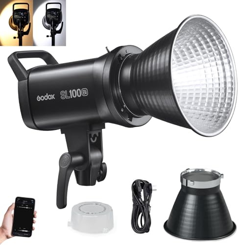 GODOX SL100Bi 100 W 2800-6500 K 100 W vit/gul tvåfärgad temperaturversion LCD-panel LED-videoljus kontinuerlig utgång Bowens Mount Studio Light ( SL100Bi)