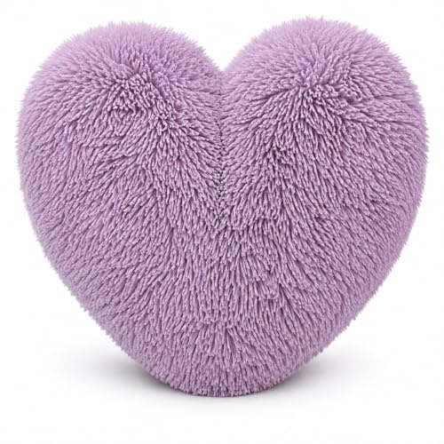NIGHTZONE Teddy Cuddles Heart Shape 3D Fleece Filled Cushion Soft Comfortable Warm & Cozy Home Decor Size 38cm 100% Polyester Teddy Heart (Lilac)
