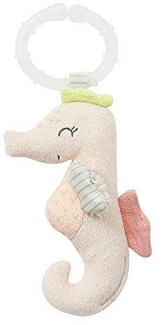 Fehn 054224 Mini-Seepferd mit Ring – Greifling mit Rassel und Befestigung – Für Babys und Kleinkinder ab 0+ Monaten – Größe: 18 cm