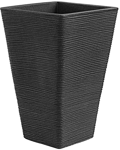 Dehner Pflanzvase Capri, ca. 35 x 35 x 55 cm, Kunststoff, anthrazit