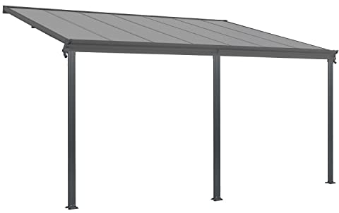 Juskys Terrassenüberdachung Borneo 5,5 x 3 m — Sonnenschutz aus Aluminium mit grauen Doppelstegplatten — Terrassendach zur Wandmontage in Dunkelgrau