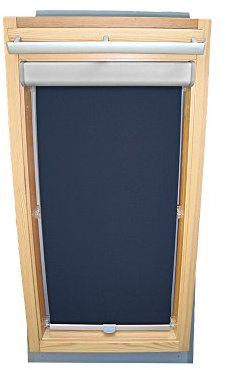 Sichtschutz-Rollo für VELUX Dachfenster für TYP GGL/GPL - 406 oder P06 - Farbe dunkelblau - mit BLENDE und Haltekrallen - KLICK Montage