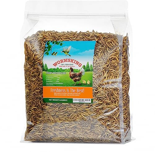 WORMSKING 5LB Dried Mealworms, Great Treat for Chicken, Duck, Birds, Reptile, Hamster,Hedgehog, Pigeon