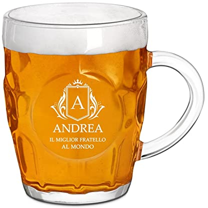 Maverton Bicchiere da birra con incisione 500 ml - boccale di birra tradizionale con manico - bicchiere birra personalizzato - boccale per Birra - per papà - per amico - Fratello