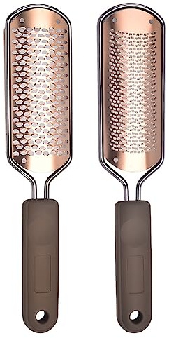 BradOc 2 Pieces of Callus rasp Callus Slicer Foot File rasp Callus Remover Stainless Steel Foot Plane Foot Care Pedicure Pink Gold,Brown