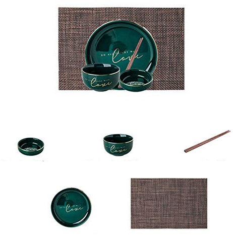 Servizio da tavola in porcellana con stampa lettera Phnom Penh verde scuro Servizio da tavola in ceramica bordata in oro per riunioni di famiglia, 24 pezzi (verde 5 pezzi)