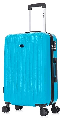 Aerostar 28 Large Suitcase Super Lightweight 4 Wheel Dual Spinner ABS Hard Shell Check in Luggage with Integrated Combination Lock for 23kg (Blue, 100 Litre)