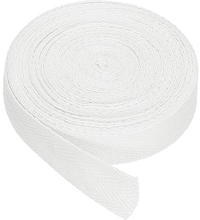 PATIKIL Baumwollband Baumwolle Gurtband 20mm x 9m, Schrägband Baumwoll Nahtband Köperband Saumband Einfassband Stoffband Webband zum Nähen für DIY Basteln Stricken Verpackungen, Weiß