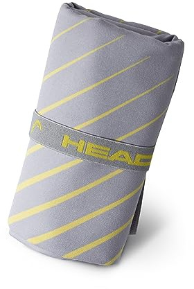 HEAD Active Stripes - Asciugamano Microfibra con Elastico, Asciugamano Palestra, Sport e Fitness Morbido e Leggero a Rapida Asciugatura, Asciugamani Bagno Assorbente Salvaspazio da Viaggio 40x60, Fog