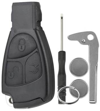 Autoschlüssel Gehäuse Für 3 Tasten Smart Key Case mit Batterie Clip Small Key mit Schraubendreher Schlüsselring 2 x CR2025 Batterie （Schwarz Rand）