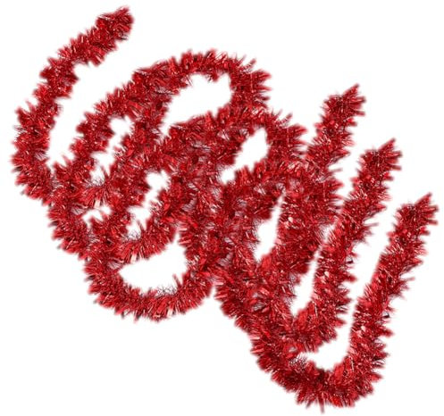 Weihnachts-Lametta-Girlande, Metallic-Glitzer-Girlande, Weihnachten, Esstisch-Girlande, dekorative Feiertags-Girlande, Weihnachtsbaum-Hängedekorationen, Rot, 12 Stück