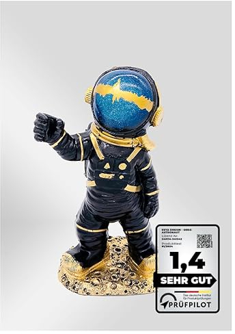 ESYA Design | Astronaut Figur Deko Schwarz Gold XL 31cm Statue Dekoration modern Wohnzimmer Büro Kunst Mond Weltall Raumschiff