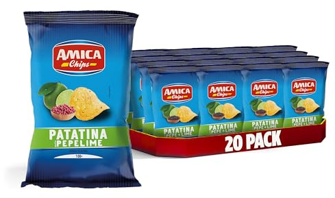 AMICA Chips - La Patatina Gusto Pepe e Lime, 20 Confezioni da 100g | Snack Senza Glutine, Aroma Naturale