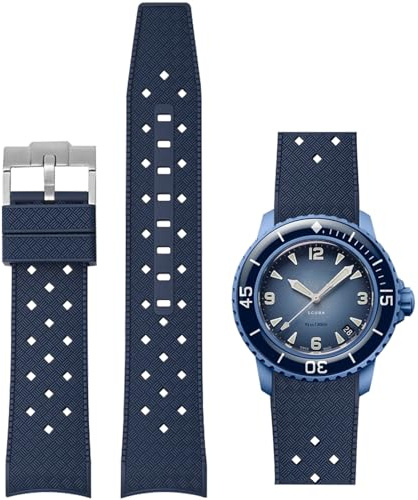 Niziruoup Silikon Armbander für Blancpain Swatch, 22mm Gebogenes Tropischer Weiches Silikonkautschuk Armband Ersatzband 22mm für Blancpain x Swatch Herren Damen mit Werkzeug entfernen