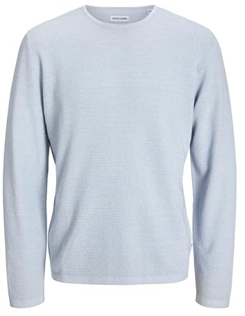 JACK & JONES Maglione Lavorato a Maglia, Tinta Unita, Blu Chambray., L