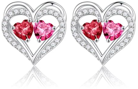 TINGN Muttertag Geschenk - Ohrringe für Damen Silber 925 Stecker Geburtsstein Ohrstecker Schmuck Valentinstag Muttertag Weihnachten Jahrestag Geburtstags Geschenk für Frauen Sie Freundin Ehefrau