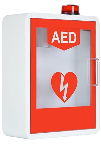 AED-Defibrillator-Aufbewahrungsschrank, ultimativer Erste-Hilfe-Koffer mit Licht- und Alarmsystem, Doppelschaltersteuerung/breites Glasfenster, für Heimschulen, Clubs, Gruppen