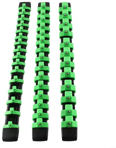 Gbtdoface 3pcs Socket Organizer Set,Screwdriver Organizer,Wall Wrench Holders Universal Socket Organizers Rail Brackets Repair Tools(Green)