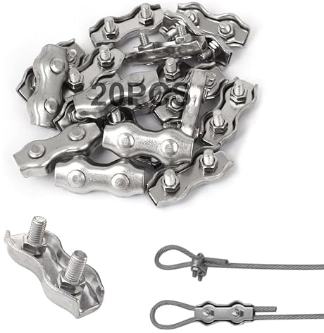20 Drahtseilklemme Duplex Drahtseilkabel Edelstahl Klemmschieber Duplex Klemme für Drahtkabel