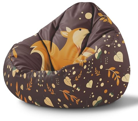 DreamRoots Sitzsack Kinder Bean Bag, Adorable Squirrel, Gr. S | Sitzkissen Kinder Boden, Kinderzimmer Möbel, Sitzsäcke fürs Kinderzimmer, mit Füllung