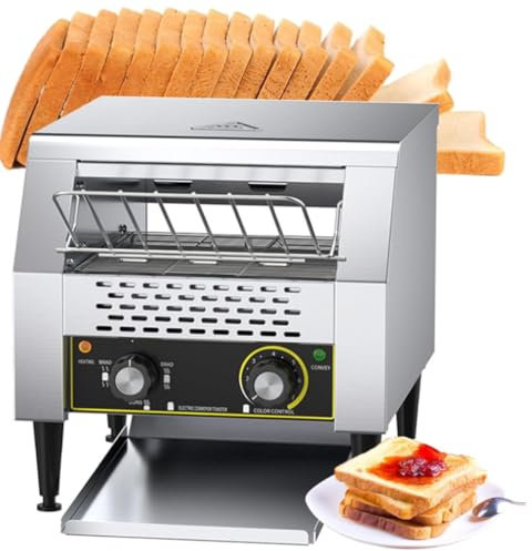 Tostadora comercial con cinta transportadora para 600 rebanadas por hora Tostadora de restaurante Tostadoras industriales de sobremesa Tostadora de cinta transportadora de acero inoxidable,2800W