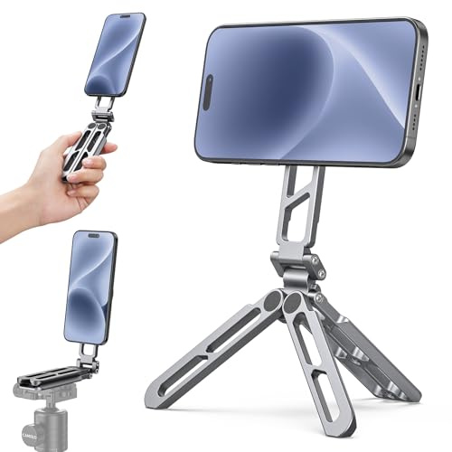 Magnetic Pocket Phone Tripod Foldable Compatible with Magsafe for iPhone 17/16/15/14/13/12 Plus Pro Max Series, MG-05 Plus Cell Phone Tripod Mount Handle Smartphone Desk Stand Travel All in One