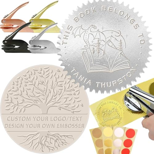 Buchstempel Personalisiert Buchpräger Personalisierter Prägestempel Book Embosser Personalisiert Stempel Selber Machen mit Logo Geschenke für Buchliebhaber