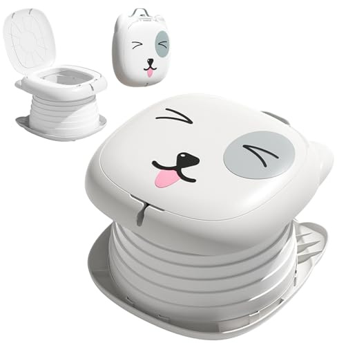 Toilettensitz Kinder, Reisetöpfchen Faltbar, Faltbares Töpfchen, Töpfchen für Unterwegs Ab 1 Jahr mit Anti Rutsch Design für Jungen Mädchen Reisen Auto Camping Baby Tragbares Töpfchentraining (Grau)