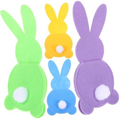 GLEAVI 4stücke Teiliges Osterhasen Bestecktaschen Praktische Und Dekorative Und Messerbeutel Für Ostern Familienfeiern Und Tischdekoration