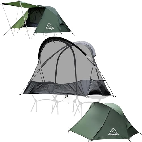 TENPLAY Ryggsäckstält 3,1 kg ultralätt, snabb installation, PU 5 000 mm vattentätt och vindtätt, UV-skydd, 70D nylon, aluminiumstänger för camping, vandring, bergsklättring, fiske, jakt (grön)