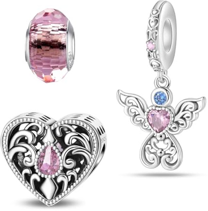 HappyStar berlock silver 925 kompatibel med Pandora armband nyckelpiga pärlberlocker för kvinnor (med en mellanpärla), Sterlingsilver Kubisk zirkonia