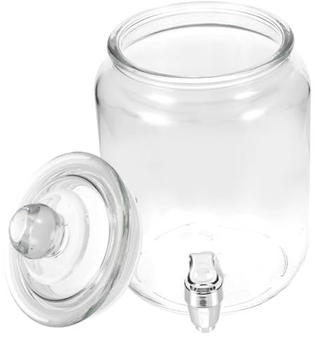 KICHOUSE Jarra Dispensadora De Vidrio Para Vino Con Grifo Recipiente Sellado Para Bebidas Frías y Fermentadas Para Mantener La De Bebidas