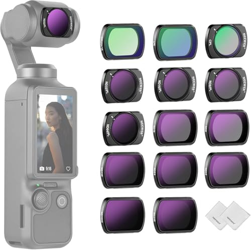 NEEWER 14 Pack Magnetic ND Filter Set Compatible with DJI Osmo Pocket 3 / Pocket 4 / Xtra Muse, CPL, ND8/16/32/64/128/256/1000, ND8/PL ND16/PL ND32/PL ND64/PL, Black Diffusion 1/4, LPR Effect Filter
