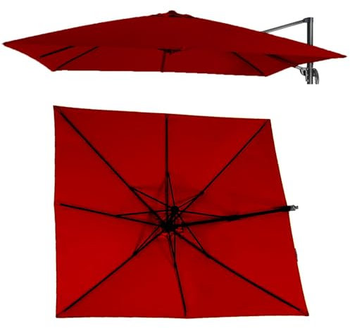 VLKLPZAHAK Toile De Remplacement Rectangle 300cm Toile De Rechange pour Parasol Déporté Carré D'extérieur, Housse De Rechange pour Parasol De Table Marché Jardin(Burgundy,2.5x2.5m (8.2x8.2ft))