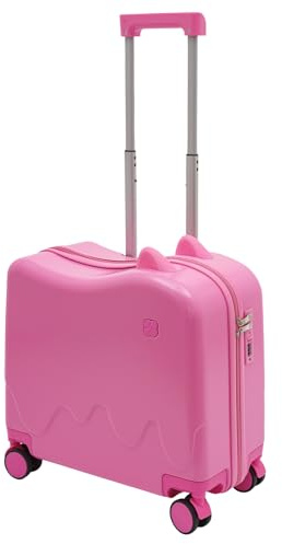 Levkitch Kinderkoffer zum Draufsitzen,Kindertrolley mit Teleskopstange und Passwortschloss Koffer Klein Hartschalen Reisekoffer mit Rollen, für 3-6 Jahre Mädchen & Jungen, 37L(Rosa)