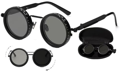 CHENRI Verstellbare Getönte Runde Polarisierte Gläser Retro-Sonnenbrille, 1-9 Gang verstellbare Sonnenbrille mit ND-Filter, Polarisierte Sonnenbrille mit verstellbarer Tönung für Herren Damen