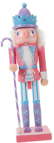 TOGEVAL Cascanueces de Madera Decorativo Rosa Adorno Navideño para Mesa y Estantería Figura para Decoración de Festival y Regalo Navideño