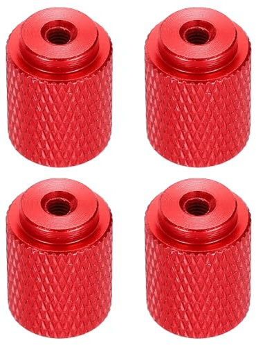 sourcing map 4pcs Knurled Thumb Nut, M3 12mm OD 16mm Height 6061 Anodized Aluminium Alloy Hand Screw Nut, Metal Chassis Screw for Machinery, DIY Assembly, Electronics, Wine Red