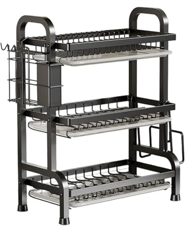 Generico Scaffale per lavello: organizer per rubinetti, porta spugne, scaffali per armadietti |, stabile stendibiancheria da cucina, organizer per spazzole e spugne, design robusto e compatto, faci