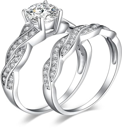 JewelryPalace Wrap Ring Infinity Förlovningsring Par Vigselringar Ring Silver 925 Kvinnor, Zirkonia Vigselringar Damer Vigselringar Frieri Ring Memoir Ring Set, Damsmycken Roséguld Guld