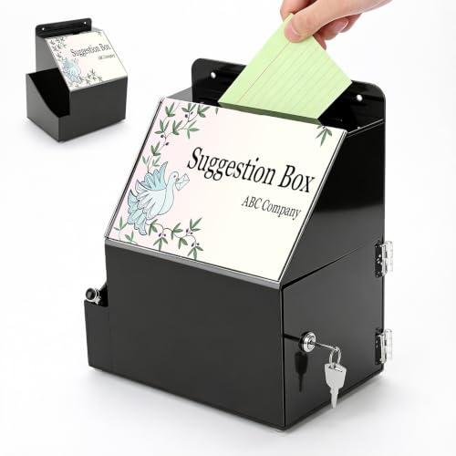 BYZESTY Scatola di proposte in acrilico con porta badge montato a parete, porta biglietti da visita, porta biglietti da visita, porta carte con lucchetto, scatola per biglietti da visita, voto