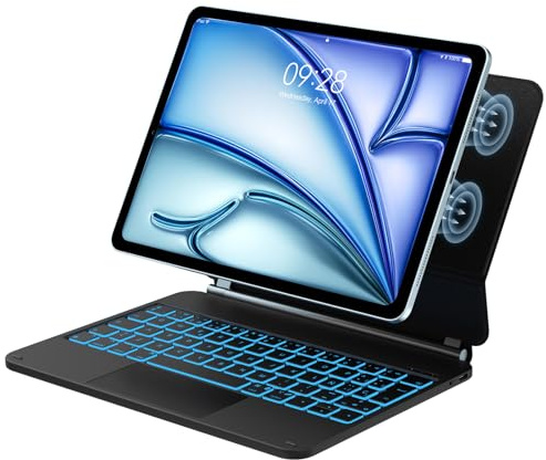 IVEOPPE Teclado Magic Magnético para Air 11'' M4/M3/M2, Funda Teclado de Ajuste Fácil para Air 6/5/4 Gen, iPad Pro 11 4/3/2/1 Gen, Soporte Flotante, Retroiluminación 7 Colores, con Trackpad, Negro