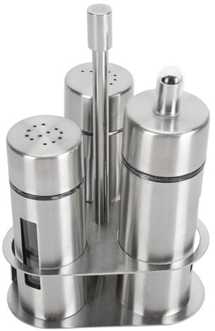 Cocoarm Coctelera de Acero Inoxidable, Coctelera de Condimentos 304 con Ventana y Base Transparentes, Dispensador de Sal en Polvo para Cocina, Restaurante, Camping, Uso en Mesa de Picnic (3 cabeza)