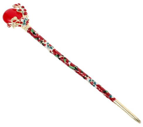 Vintage Haarstab aus Legierung, Dekorative Haarnadel für Damen | Traditioneller Chinesischer Stil, Rot, für Feiern und Shopping, Kunstvoller Haarschmuck