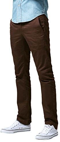 Match Men's Tapered Flat Front Casual Chino Pants (38, Dark Brown)