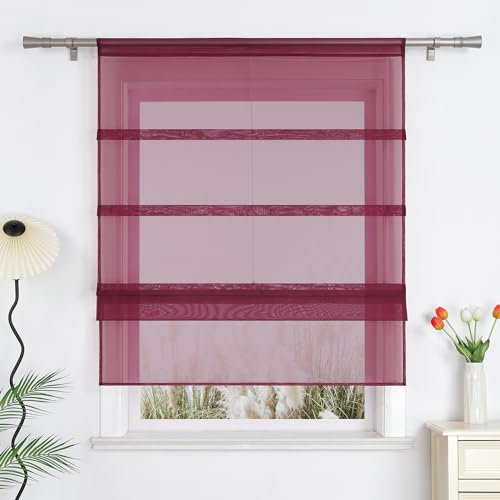 Uni Voile Faltrollo Grice Raffrollo mit Tunnelzug Violett BxH 80x140cm